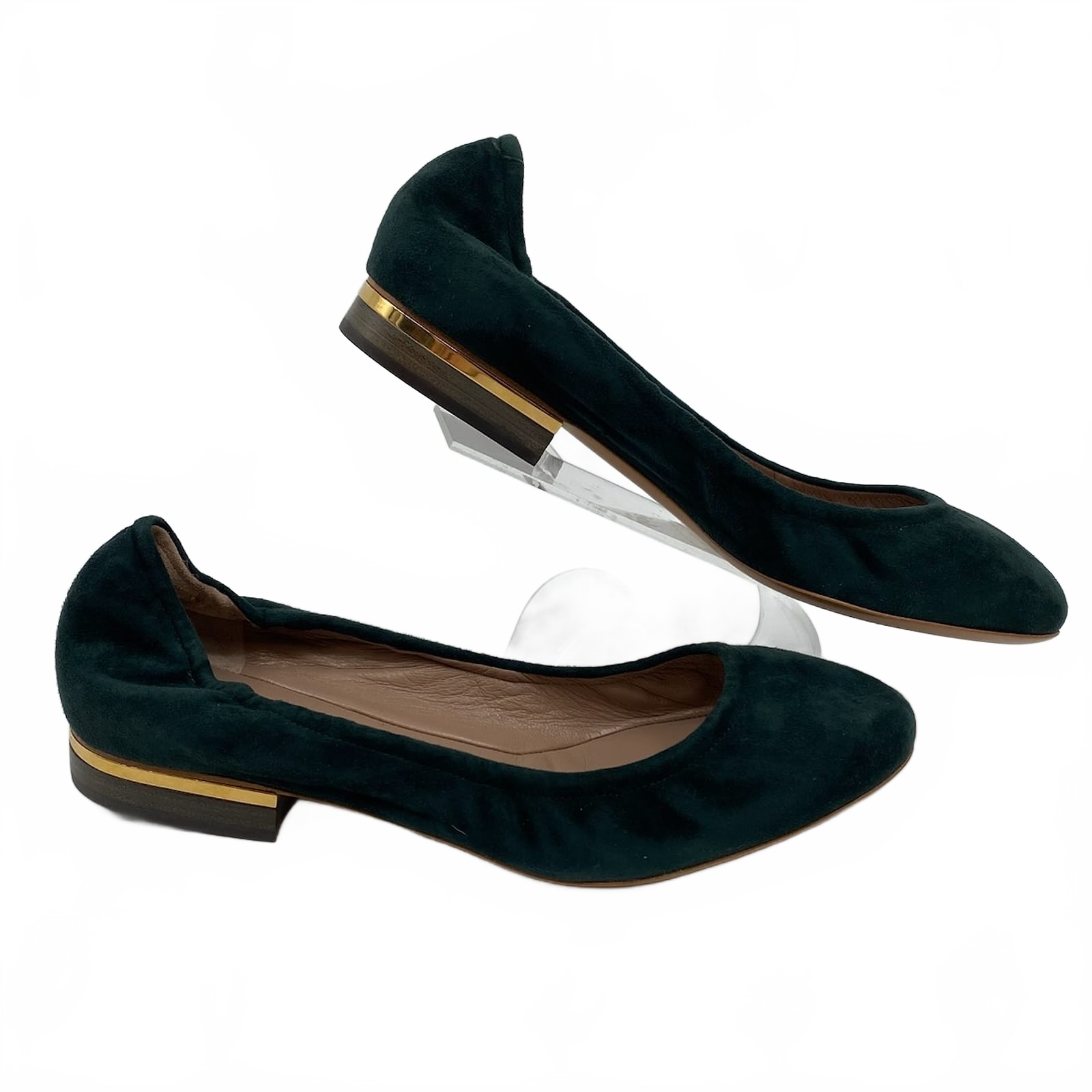 Chloe Green Gold Camoscio Suede Flats | Eu38 (7 Us)